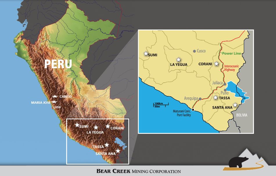 Bear Creek Mining Projekte Peru